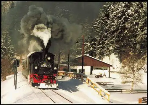 Schmalspurdampflokomotive 99 1542 mit Museumszug am Haltepunkt Forellenhof 2010