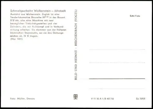 Jöhstadt (Erzgebirge) Schmalspurbahn Wolkenstein-Jöhstadt, Mai 1981 1983