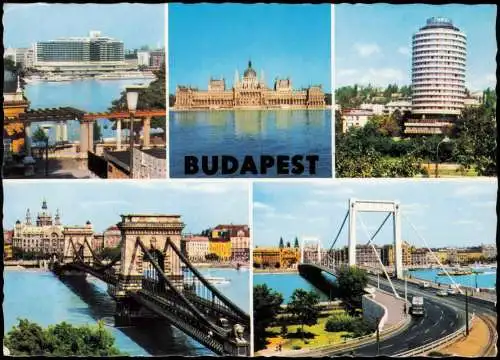 Postcard Budapest Mehrbildkarte mit Stadt-Ansichten 1975