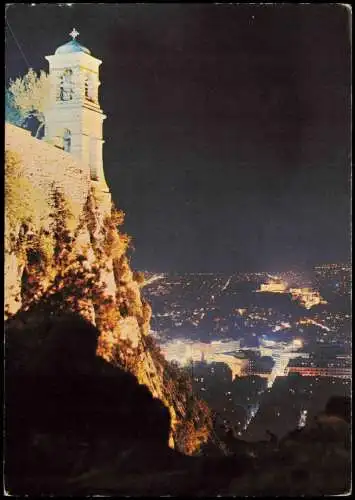 Postcard Athen Αθήνα Ansicht von Lycabettus aus in der Nacht 1970