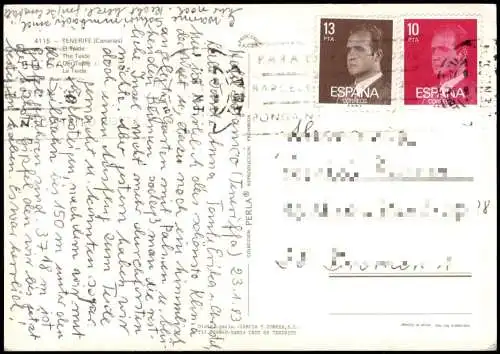 Postale .Teneriffa Landschaft Blick zum Teide 1983