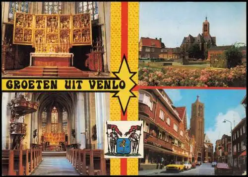 Postkaart Venlo Mehrbildkarte mit Kirche u. Ortsansichten 1975