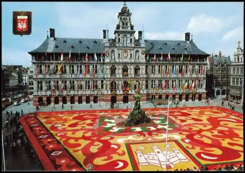 Antwerpen Anvers Grote Markt met bloementapijt  flower-carpet 1980