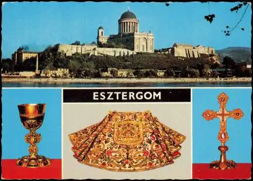 Gran Esztergom | Ostrihom Mehrbild-AK mit Gegenständen und Ortsansicht 1980