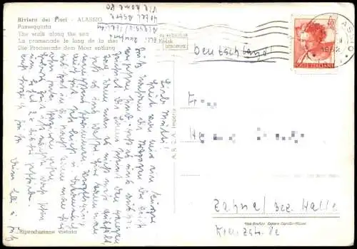 Cartolina Alassio Die Promenade dem Meer entlang 1962