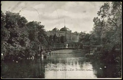 Ansichtskarte Hamburg Botanischer Garten u. Zoll-Directions-Gebäude 1907