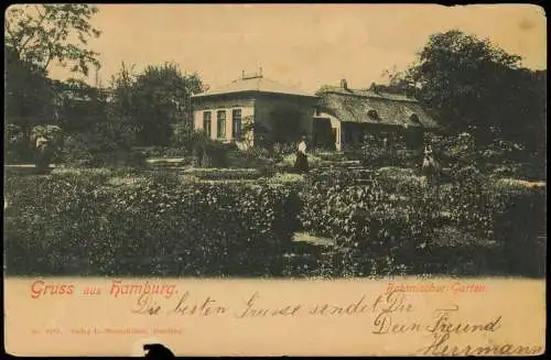 Ansichtskarte Hamburg Botanischer Garten Rethdach Häuser 1901