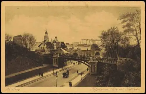 Ansichtskarte Hamburg Helgoländer Allee mit Hochbahn 1928