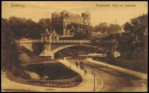 Ansichtskarte Hamburg Helgoländer Weg mit Seewarte 1915