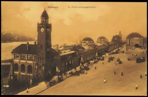 Ansichtskarte St. Pauli-Hamburg Landungsbrücken Tunnel 1920