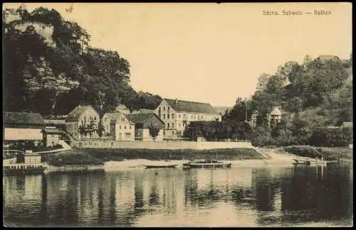 Ansichtskarte Rathen Stadtpartie Hotel Elbe 1911  Sächsische Schweiz