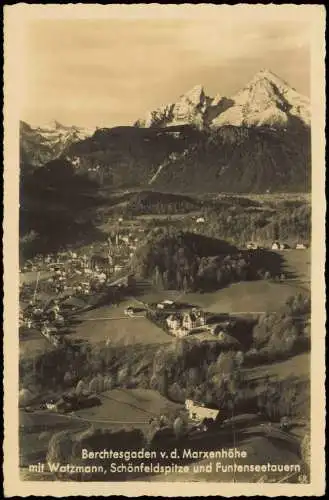 Berchtesgaden Marxenhöhe mit Watzmann, Schönfeldspitze und Funtenseetauern 1938