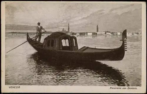 Cartolina Venedig Venezia Panorama con Gondola 1910