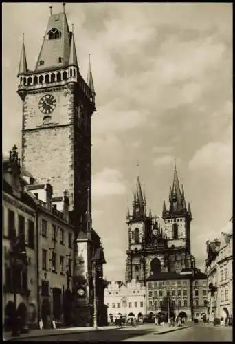 Prag Praha Ortsansicht, Staroměstská radnice a Týnský chrám 1970