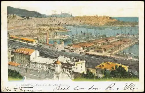 Cartolina Genua Genova Panorama da Villa Rosazza 1903    (Ankunftsstempel)