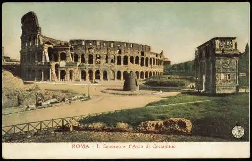 Rom Roma Kolosseum Amphitheatrum Colosseo e l'Arco di Costantino 1909