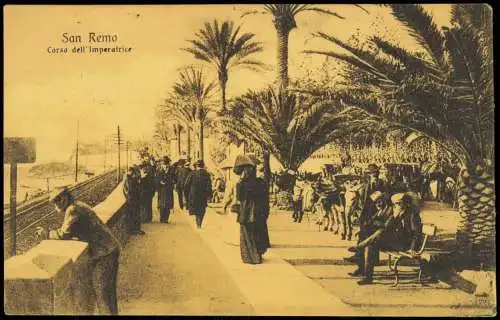 San Remo Sanremo Corso dell' Imperatrice, Promenade an einer Bahnstrecke 1910