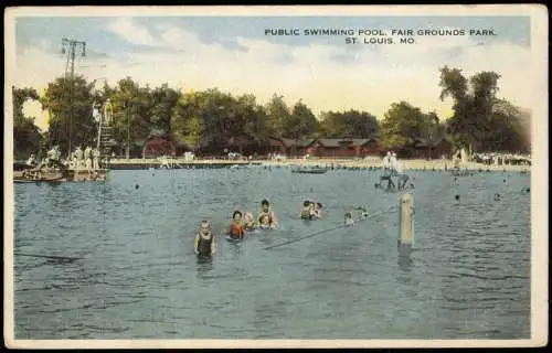 Postcard Saint Louis PUBLIC SWIMMING POOL Fair Grounds Park 1916