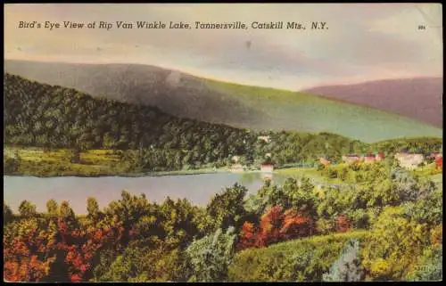 Catskill Bird's Eye View of Rip Van Winkle Lake, Tannersville,   N.Y. 1959