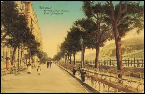 Budapest Ferencz Jozsef rakpart Franz Josefsquai Straßen-Ansicht 1903