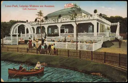 Ansichtskarte Wahren-Leipzig Luna-Park Wahren am Auensee Café Esplanade 1914