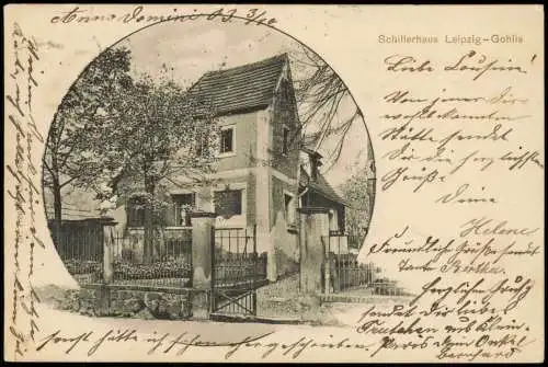 Ansichtskarte Gohlis-Leipzig Schillerhaus 1903    Strassburg (Ankunftsstempel)