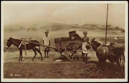 Aden عدن Esel Gespanne, Einheimische, Native Scene Natives 1920