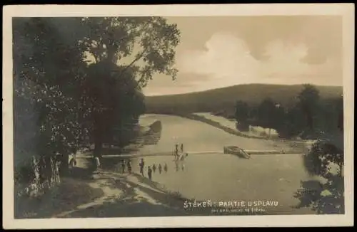 Postcard Steken Štěkeň ŠTĚKEŇ PARTIE USPLAVU, Partie am Fluss 1927