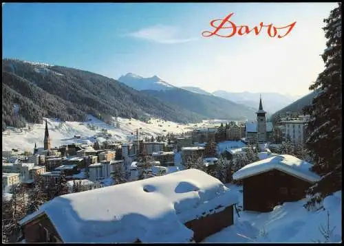 Ansichtskarte Davos Panorama-Ansicht mit Riner- und Tinzenhorn 1982