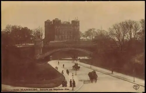 Ansichtskarte St. Pauli-Hamburg Seewarte und Helgoländer Allee. 1906