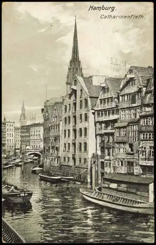 Ansichtskarte Hamburg Catharinenfleth Schiffe 1909