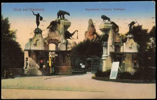 Ansichtskarte Stellingen-Hamburg Tierpark Hagenbeck - Eingang 1921