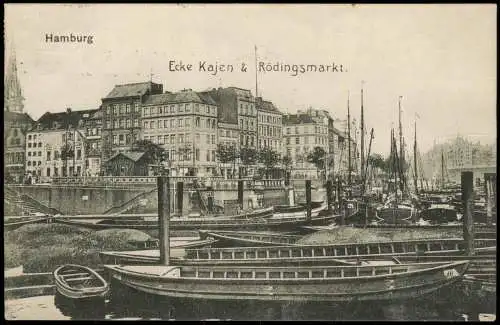 Ansichtskarte Hamburg Ecke Kajen u. Rödingsmarkt. 1909