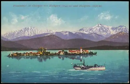 Ansichtskarte Chiemsee Fraueninsel - Chiemsee mit Fähre 1940