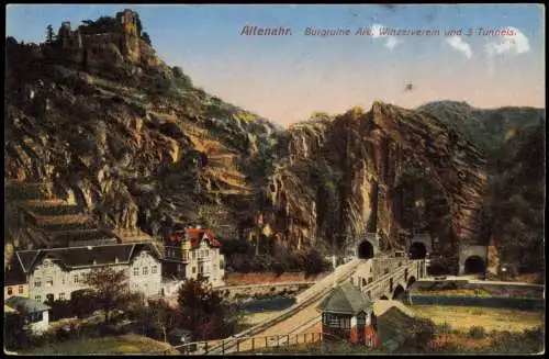 Ansichtskarte Altenahr Burgruine Are, 3 Tunnels. 1918