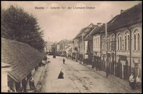 Postcard Kaunas Kowno Коўна Unterer Teil Litzmann-Strasse 1915 Lietuva Litauen