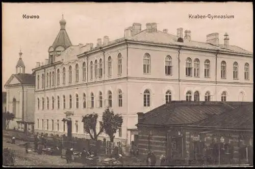 Postcard Kaunas Kowno (Коўна) Knaben-Gymnasium 1915  Lietuva Litauen