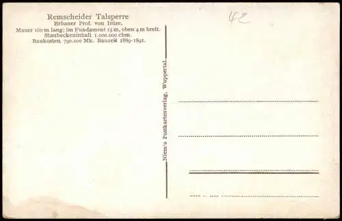 Remscheid Remscheider Talsperre Erbauer Prof. von Intze, Bergisch Land 1930