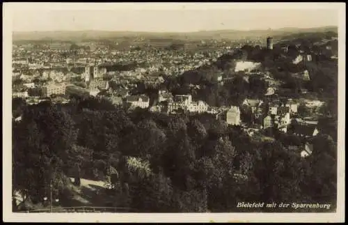 Ansichtskarte Bielefeld Panorama-Ansicht mit der Sparrenburg 1935