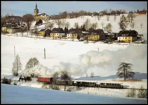 Dampflokomotive Zug Eisenbahn Preßnitztalbahn vor Jöhstadt 1994