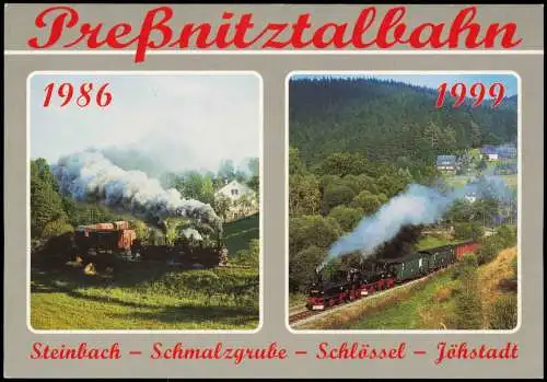 Dampflokomotive Zug Eisenbahn Mehrbildkarte Preßnitztalbahn 1999