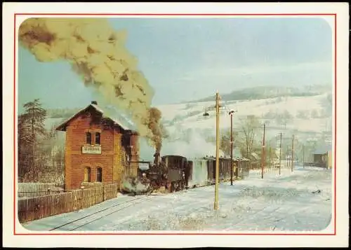 SchmalspurbahnWolkenstein - Jöhstadt Lok im Bahnhof Steinbach 1985