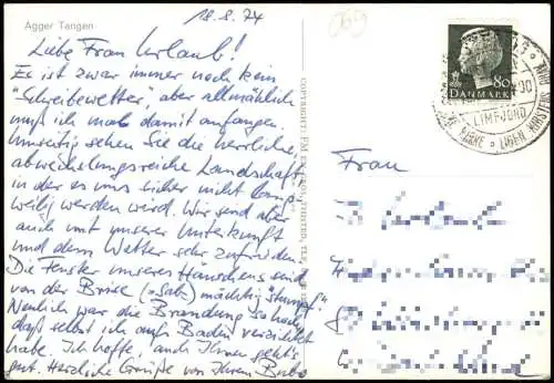 Postcard Agger Danmark Tangen Luftaufnahme 1974