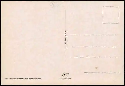 Postcard Kalkutta Kolkata Aerial view with Howrah Bridge-Calcutta 1970