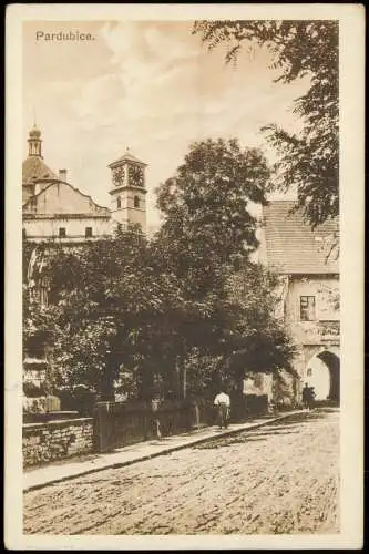 Postcard Pardubitz Pardubice Straßenpartie 1922