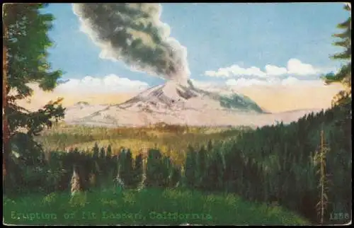 Postcard Kalifornien Eruption of Mt Lassen California Vulkan Vulcano 1927