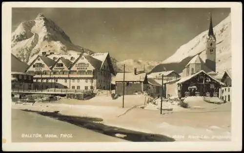 Ansichtskarte Galtür Stadtpartie im Winter Gasthof Rössle 1930  Tirol