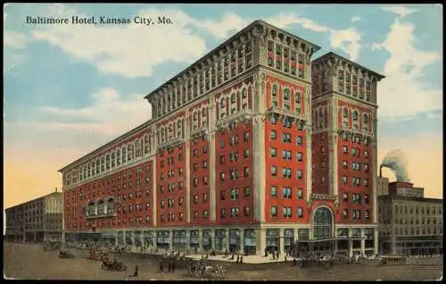 Postcard Kansas City Baltimore Hotel, Kansas City, Mo. 1910