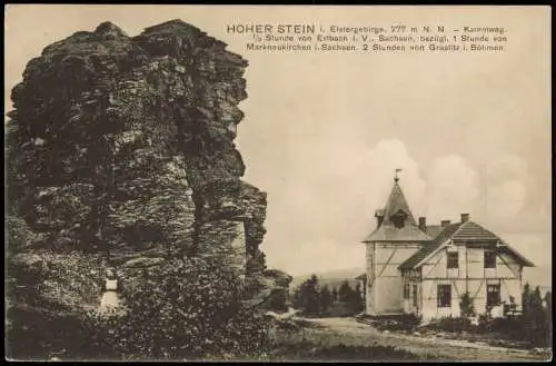 Ansichtskarte .Sachsen HOHER STEIN i. Elstergebirge Kammweg Sachsen 1912