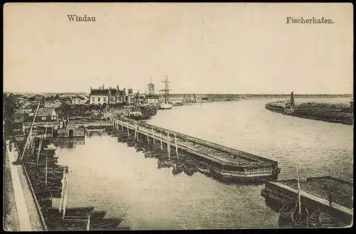 Postcard Windau Ventspils Fischerhafen 1916  Feldpost Latvia Latvijas